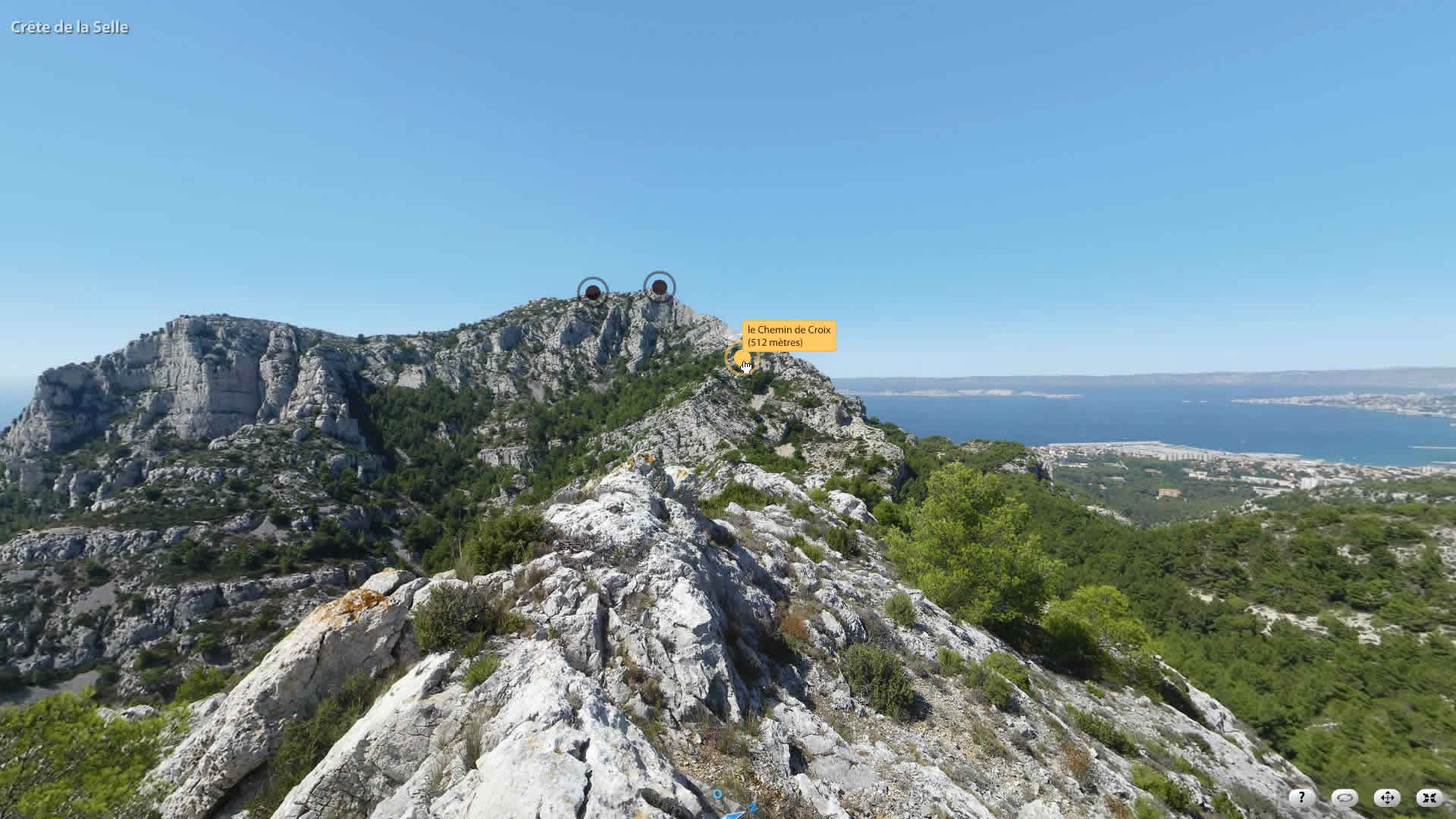 69 panoramas interactifs interconnectés,<br/>pour vous téléporter virtuellement dans le Massif des Calanques