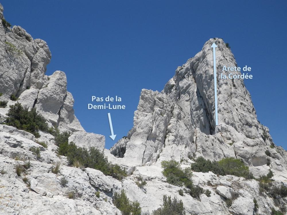 Pas de la Demi-Lune : le Pas de la Demi-Lune et l'Arête de la Cordée du Rocher de St-Michel