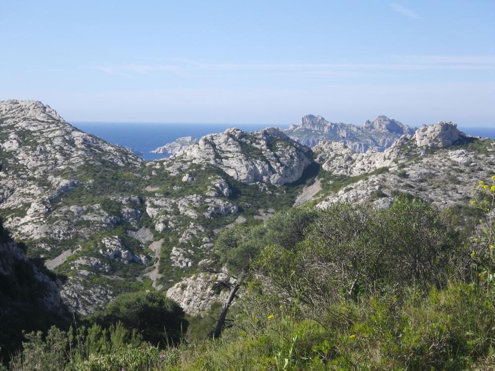 Col des Baumettes : à l'ombre ou au soleil, depuis le Col des Baumettes on peut voir les Crêtes du Riou et de Sormiou s'enchevêtrer