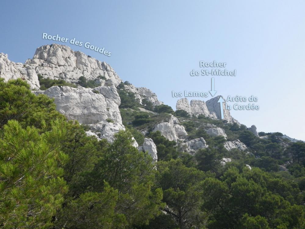 les Lames : les Rochers des Goudes et de St-Michel, les Lames, l'Arête de la Cordée