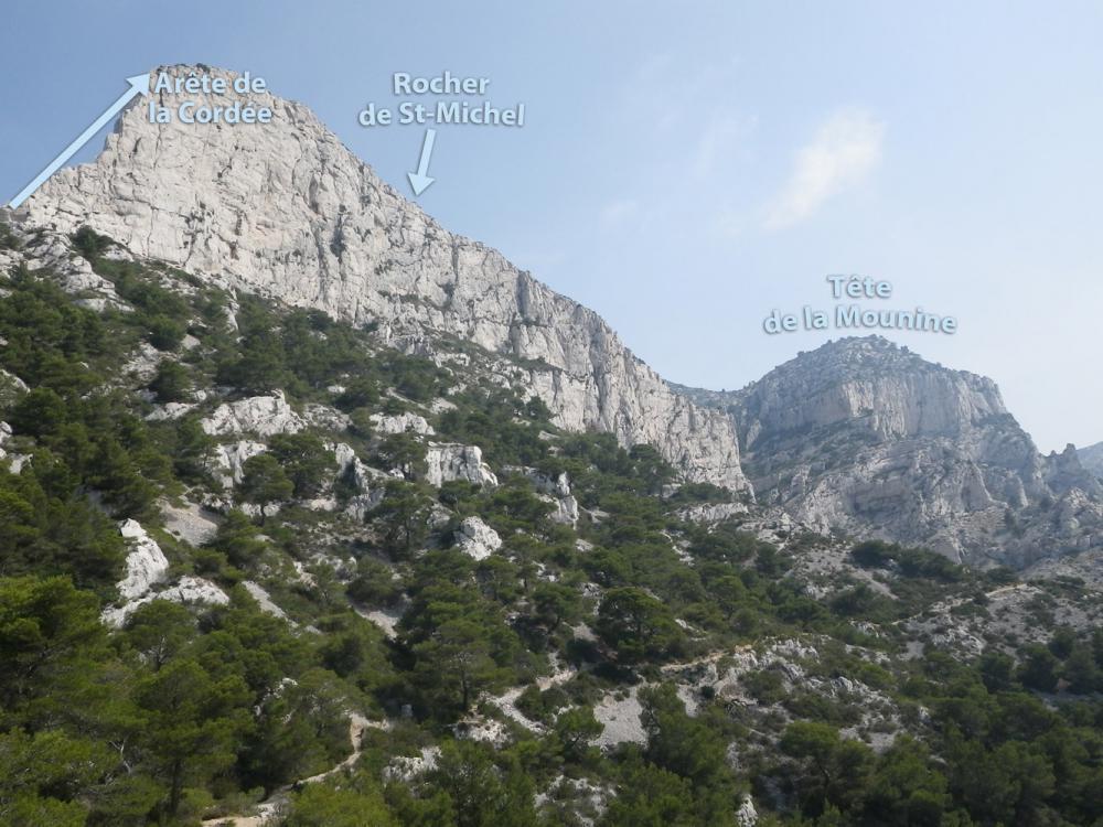 Rocher de St-Michel : l'Arête de la Cordée, le Rocher de St-Michel, la Tête de la Mounine